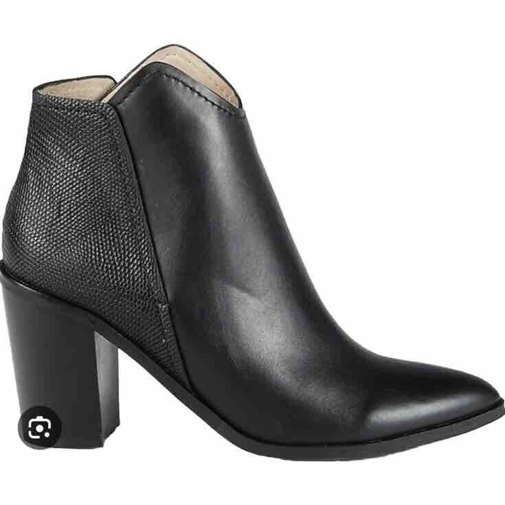 New Dolce Vita Rozane Snakeskin Embossed Leather Pull-on Booties Black Kors Sz 7